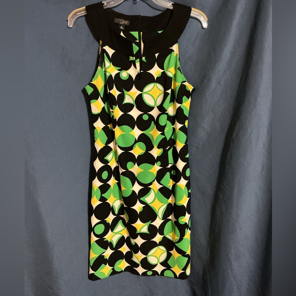 Kim Rogers Green and Black Geometric Midi Dress